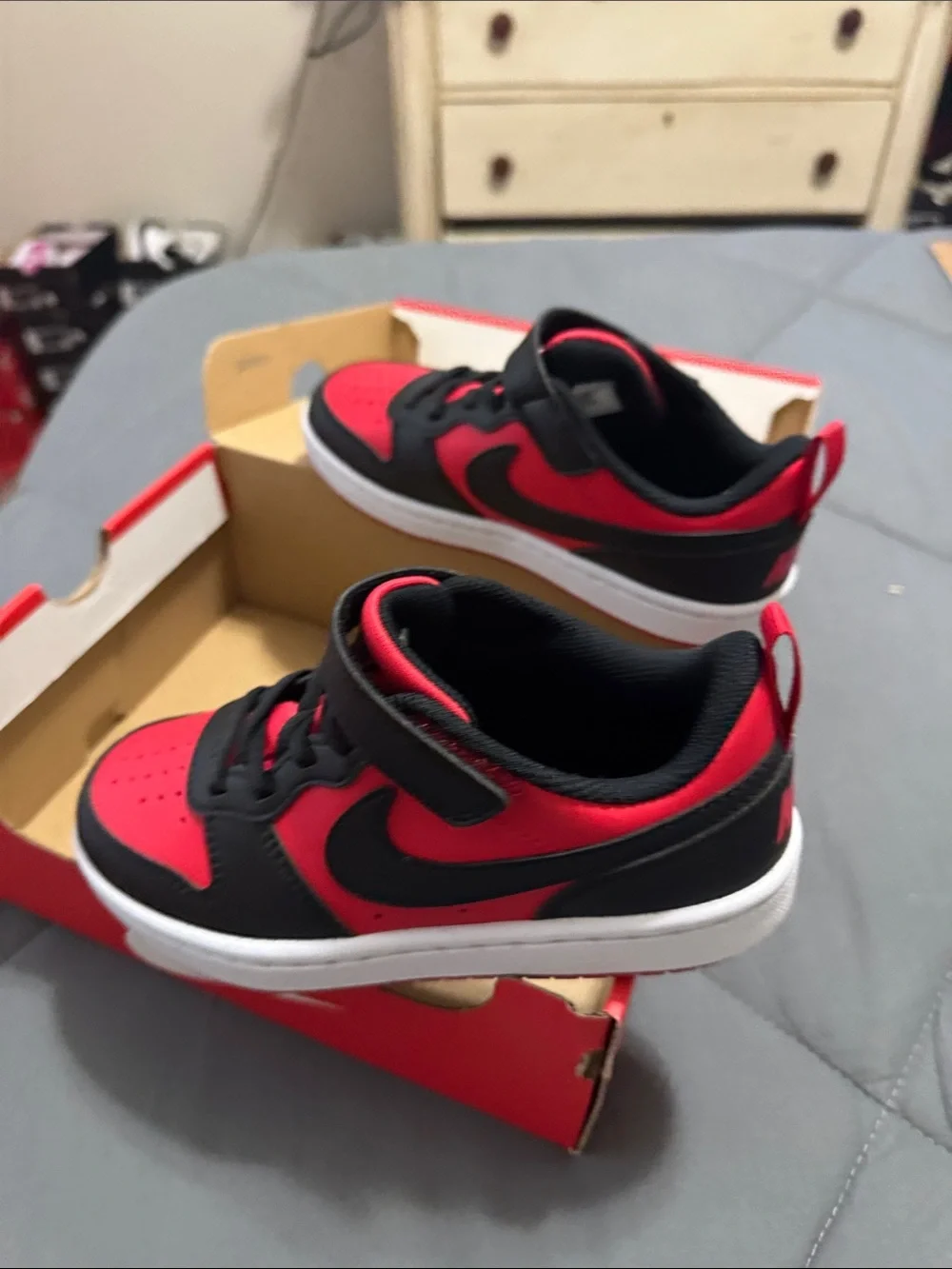 Nike Kids Black and Red Velcro Strap Sneakers